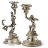Two small figural candlesticks