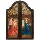 Two side panels of a winged altar with Annunciation and Saints