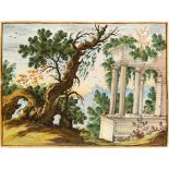 Italian Majolica Plate with Landscape and Architecture