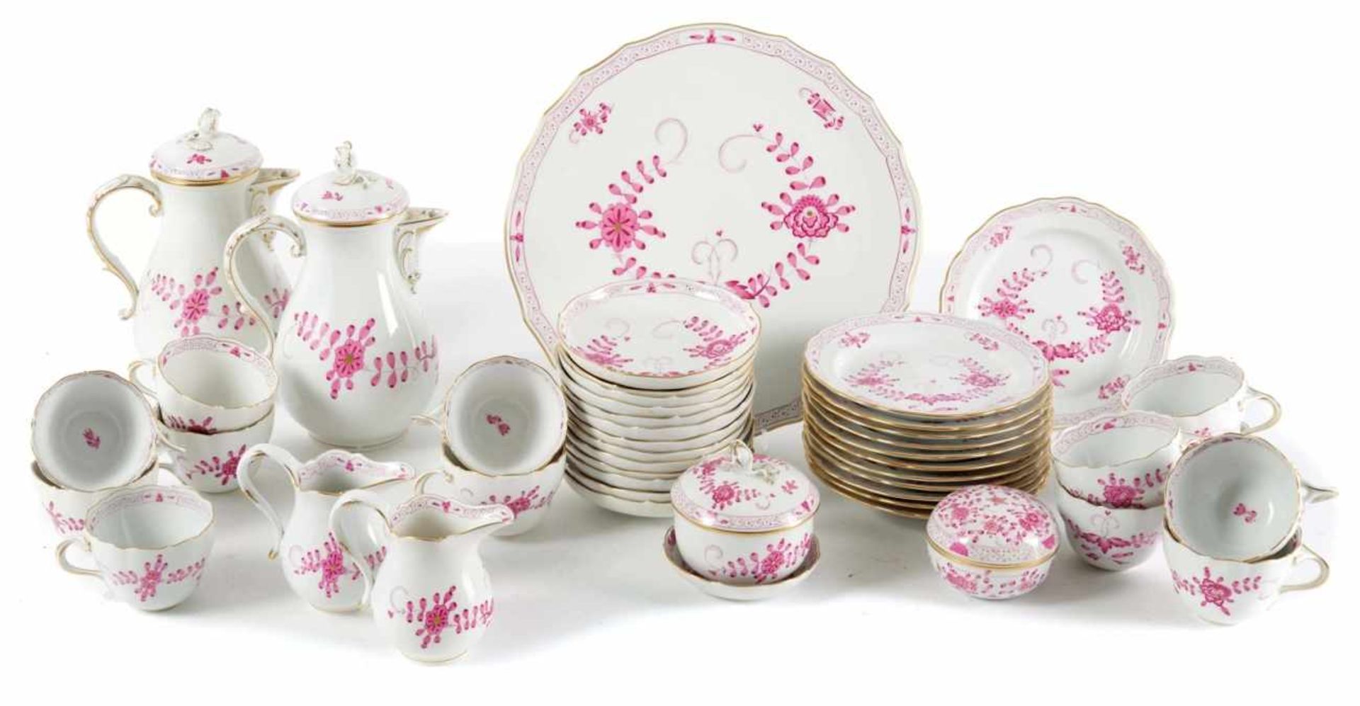 47 parts of a Saxonian Coffee Set with Purple Flowers