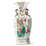 Hexagonal Vase with bird decoration