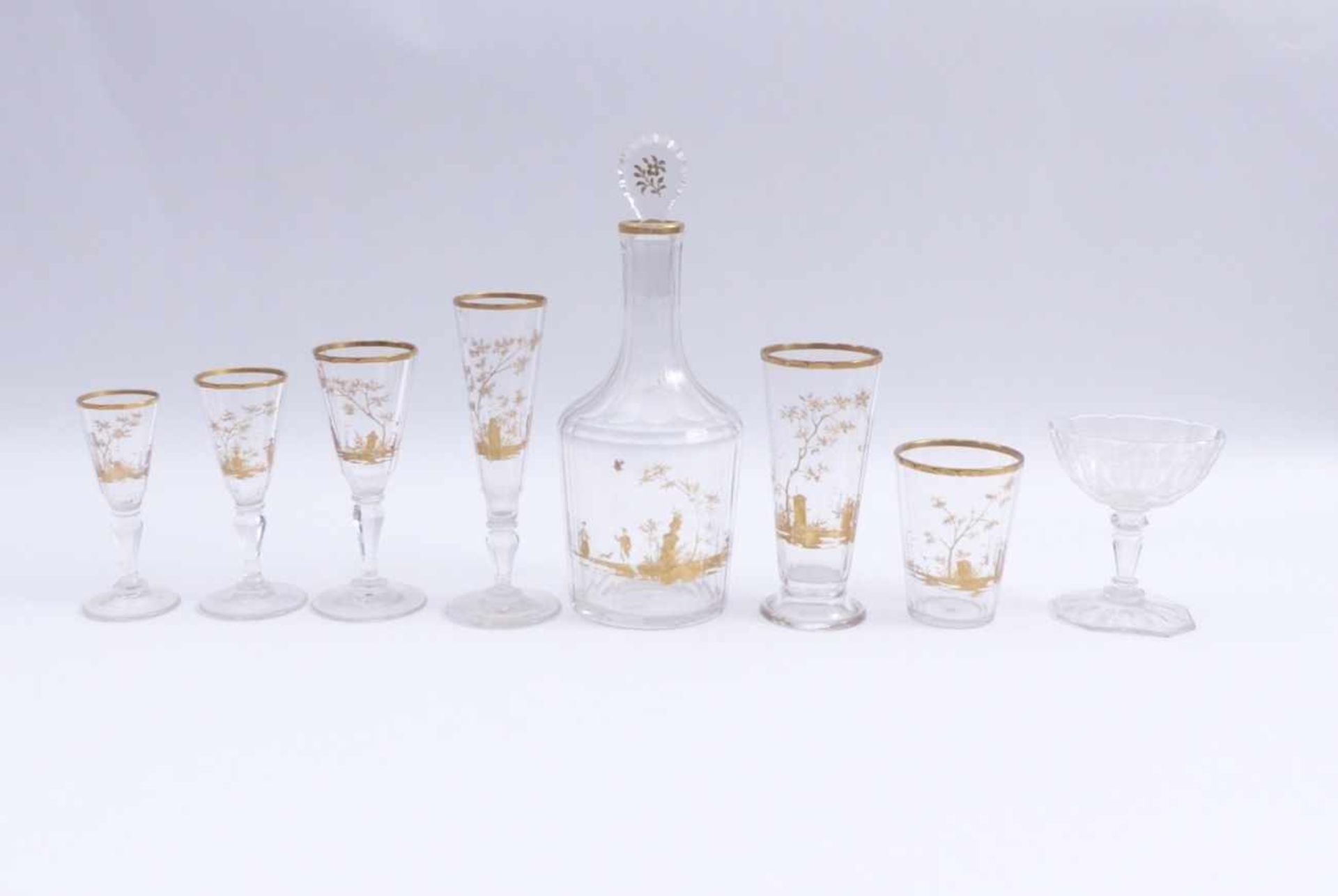 Convolute of Lobmeyr glasses in Louis XVI style