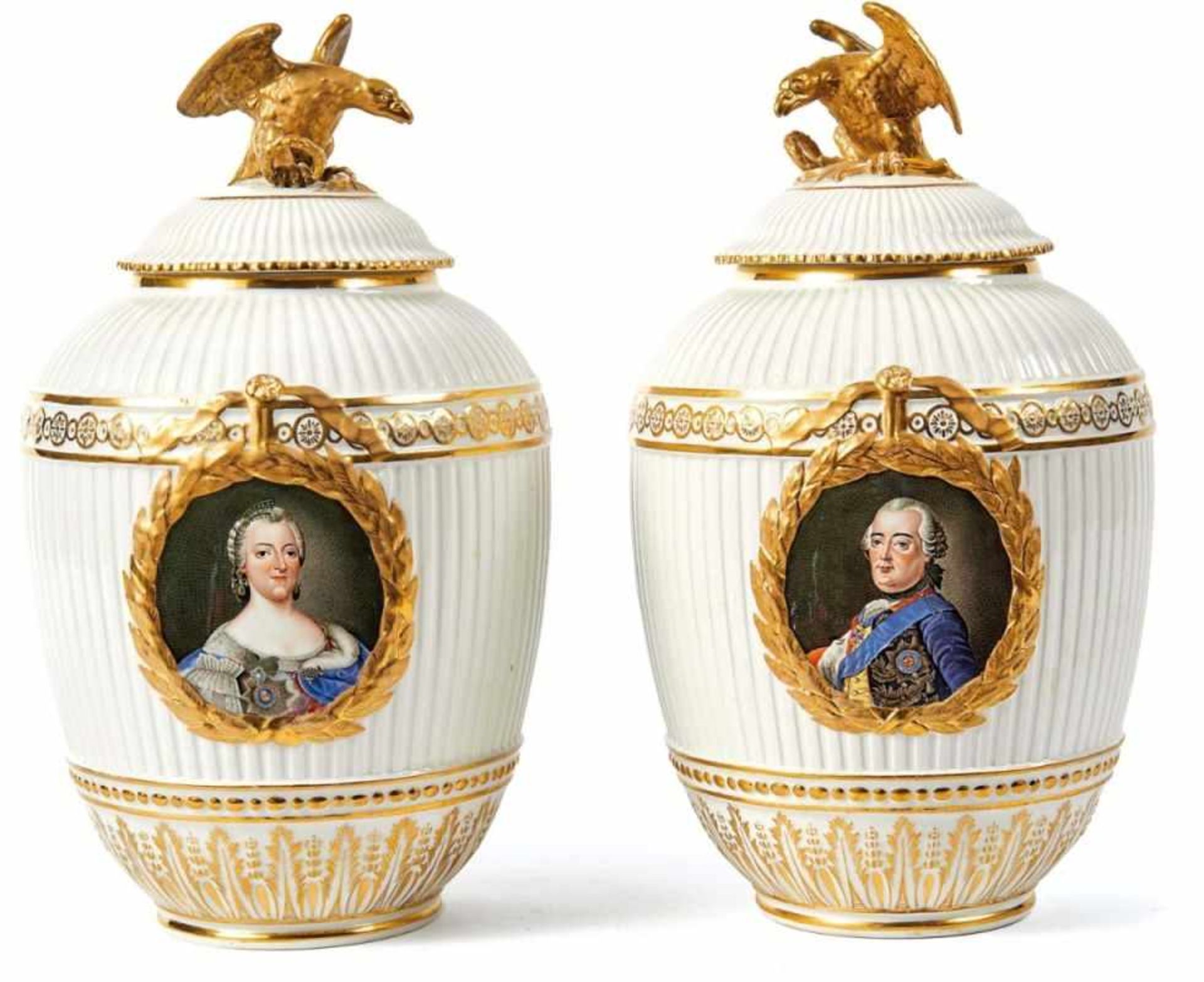 Pair of Vases with Portraits of Landgrave Friedrich II. of Hessen-Kassel and his wife