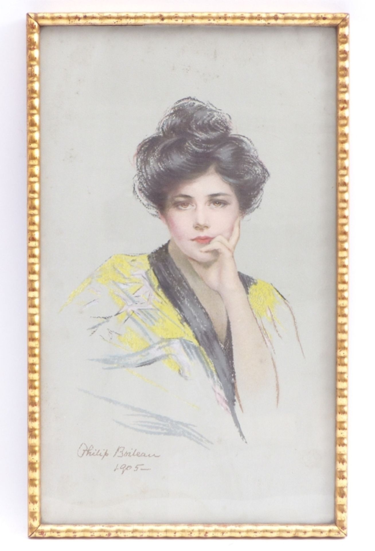 Boileau, PhilipBildnis einer jungen Dame(Québéc 1863-1917 New York City) Farblithographie (?). Links - Bild 2 aus 2