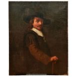 Rembrandt, Harmensz van Rijn - NachfolgerBildnis eines vornehmen Mannes mit StockAmsterdamer