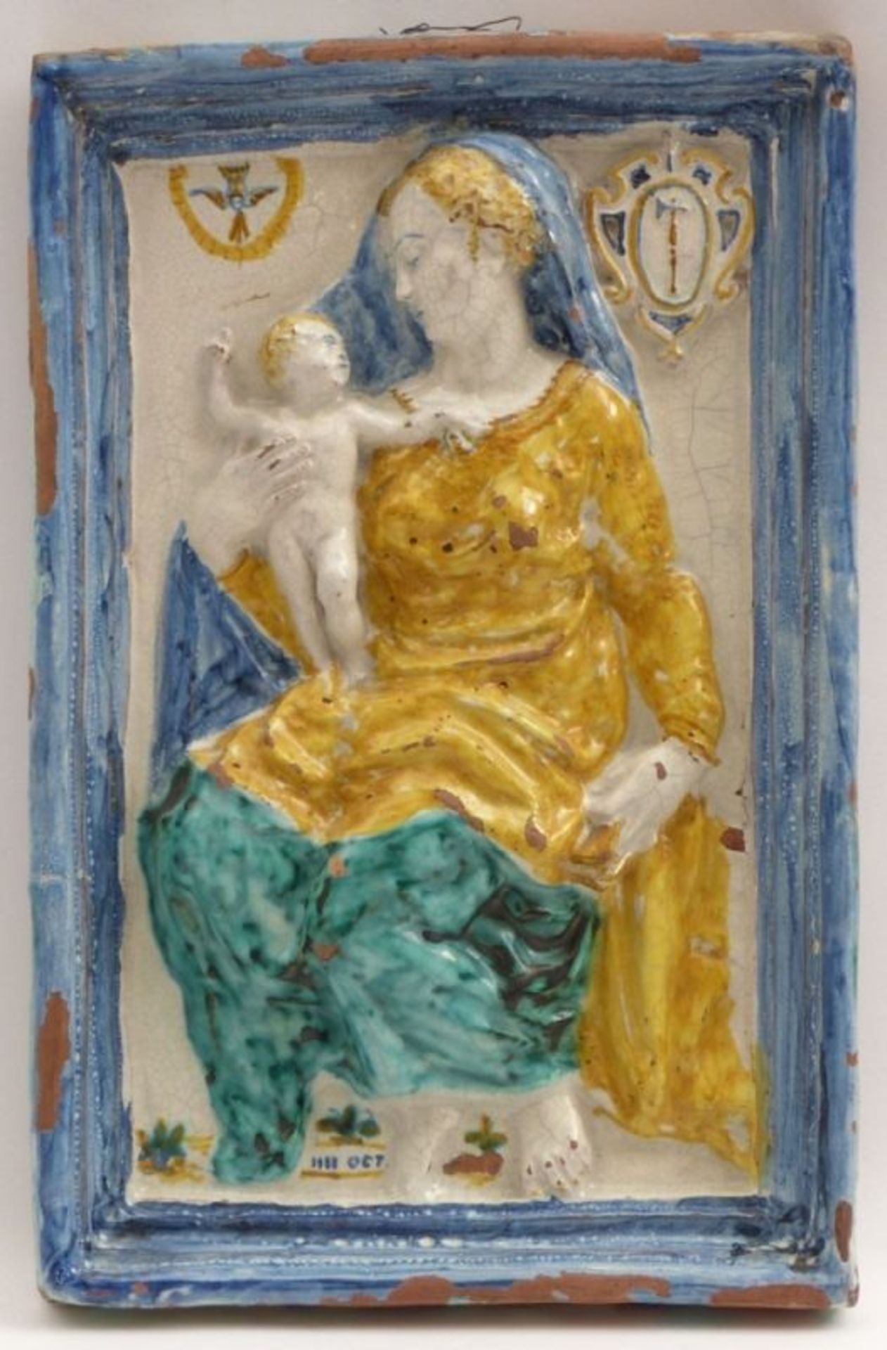 Andachtsbild mit MadonnendarstellungItalien, 20. Jh.Hochrechteckiges Relief mit Maria und auf