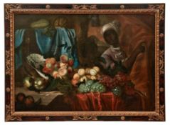 Früchtestillleben mit MohrenNiederländischer Meister, E. 17. Jh.Opulent gedeckter Tisch mit