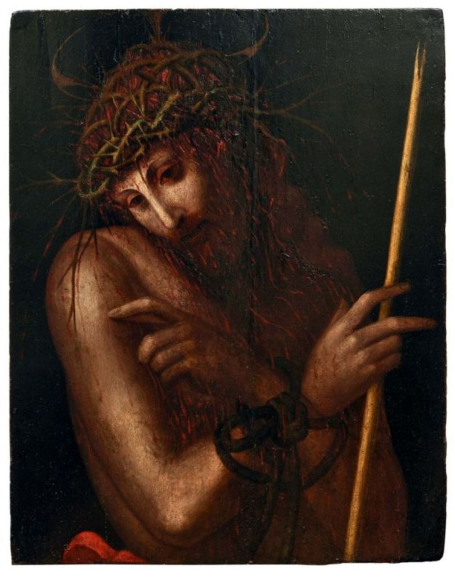 Der SchmerzensmannKronacher Meister, Anfang des 16. JahrhundertsHalbfigur des Christi mit