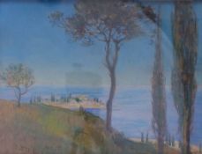 Hass, FritzBlick auf San Vigilio am Gardasee(Heiligenbeil 1864-1930 Lugano) Pastell. Links unten