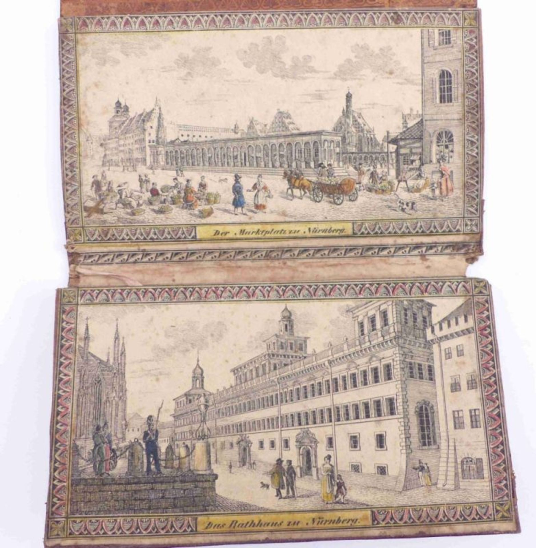 Souvenir-SchreibmappeWohl Nürnberg, um 1820Flache Mappe mit Lasche aus geprägtem Leder, innen zwei - Bild 3 aus 3