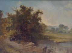 Montague, CliffordFlusslandschaft mit Beeren sammelnden Kindern(Birmingham 1855-1917) Öl/Lwd.