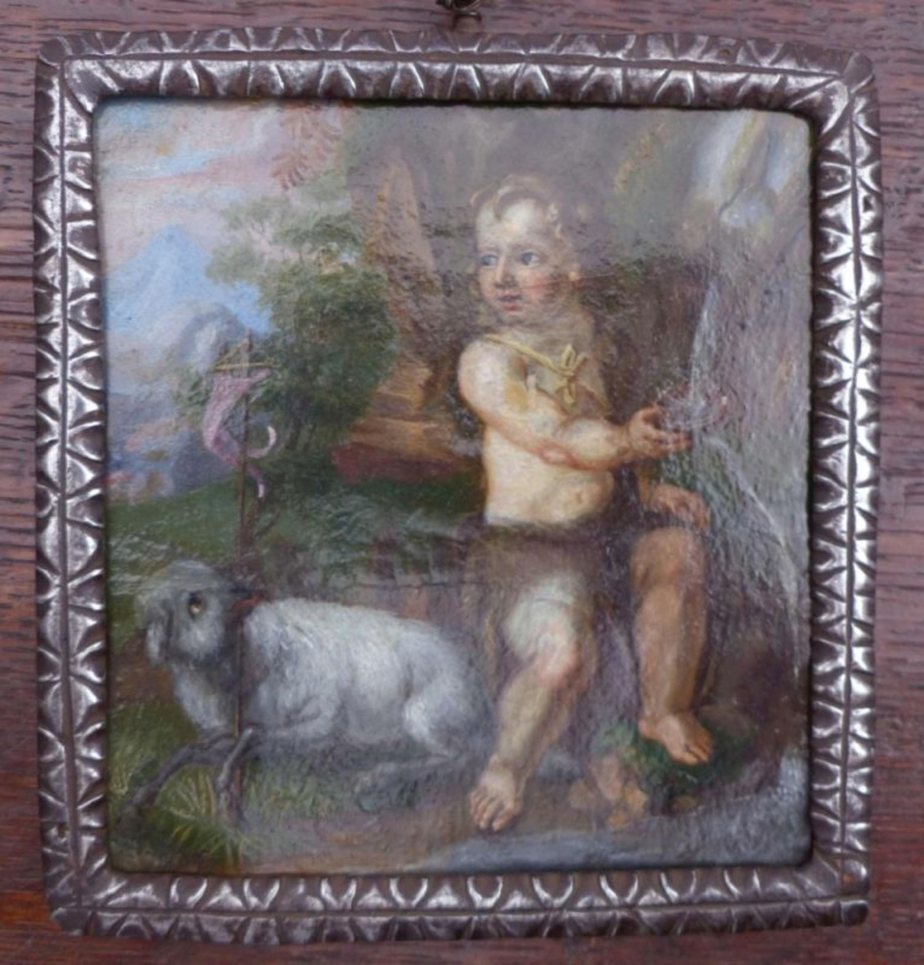 Johannesknabe mit dem Lamm GottesWohl Italien, 18. Jh.In einer felsigen Landschaft an einer Quelle - Bild 2 aus 4