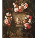 Verbruggen, Caspar Peeter d. J. (Attrib.)Blumengirlande um eine Steinkartusche mit Venus und Amor
