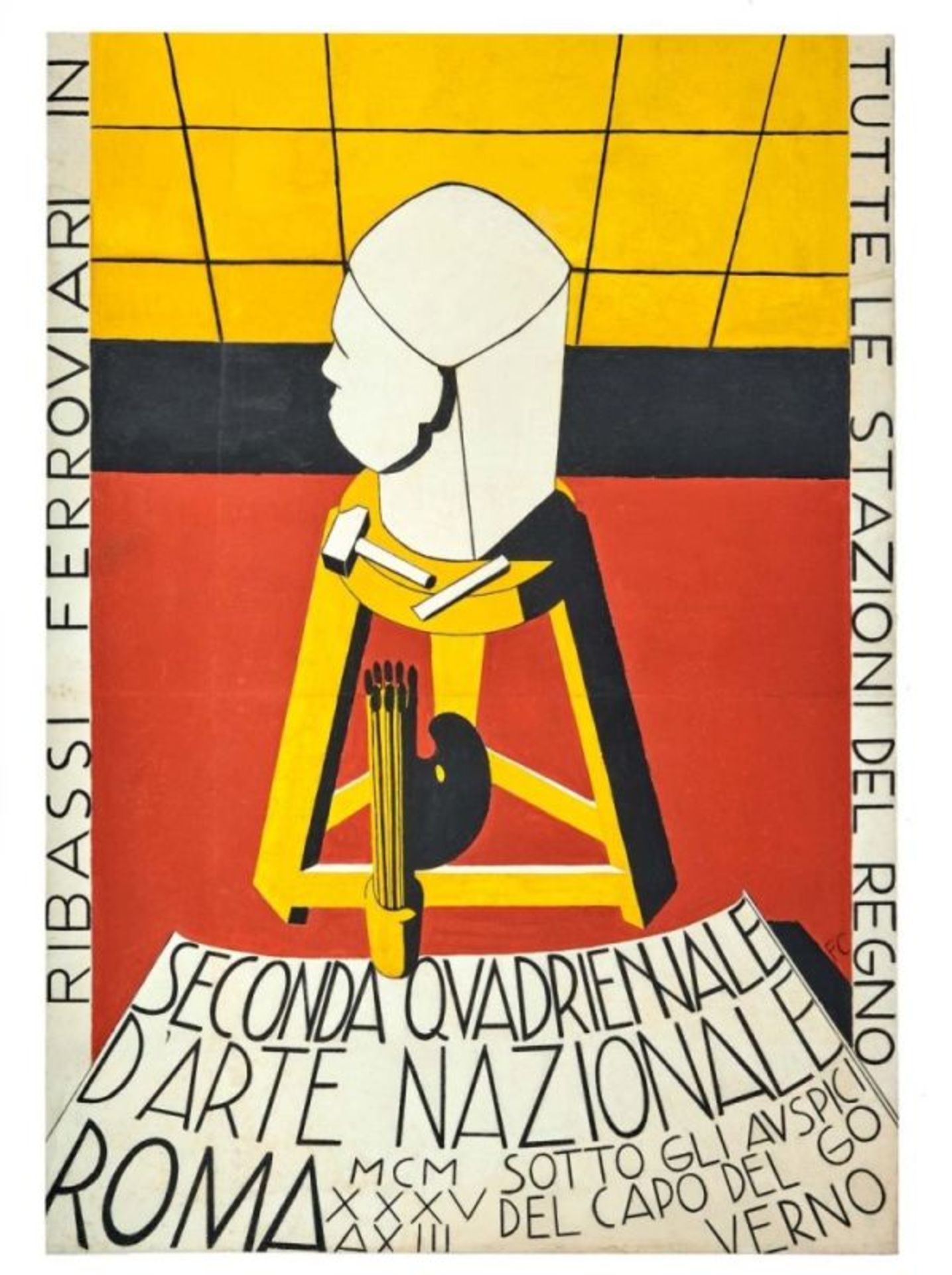 Chelini, Franco (Attrib.)Plakatentwurf für die 2. Kunst-Quadriennale in Rom 1935Italien, 1935. "