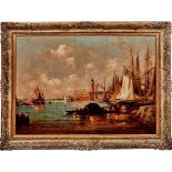 Ziem, Félix (Attrib.)Blick auf die Lagune von Venedig(Beaune 1821-1911 Paris) Öl/Lwd. 73 x 100 cm. -