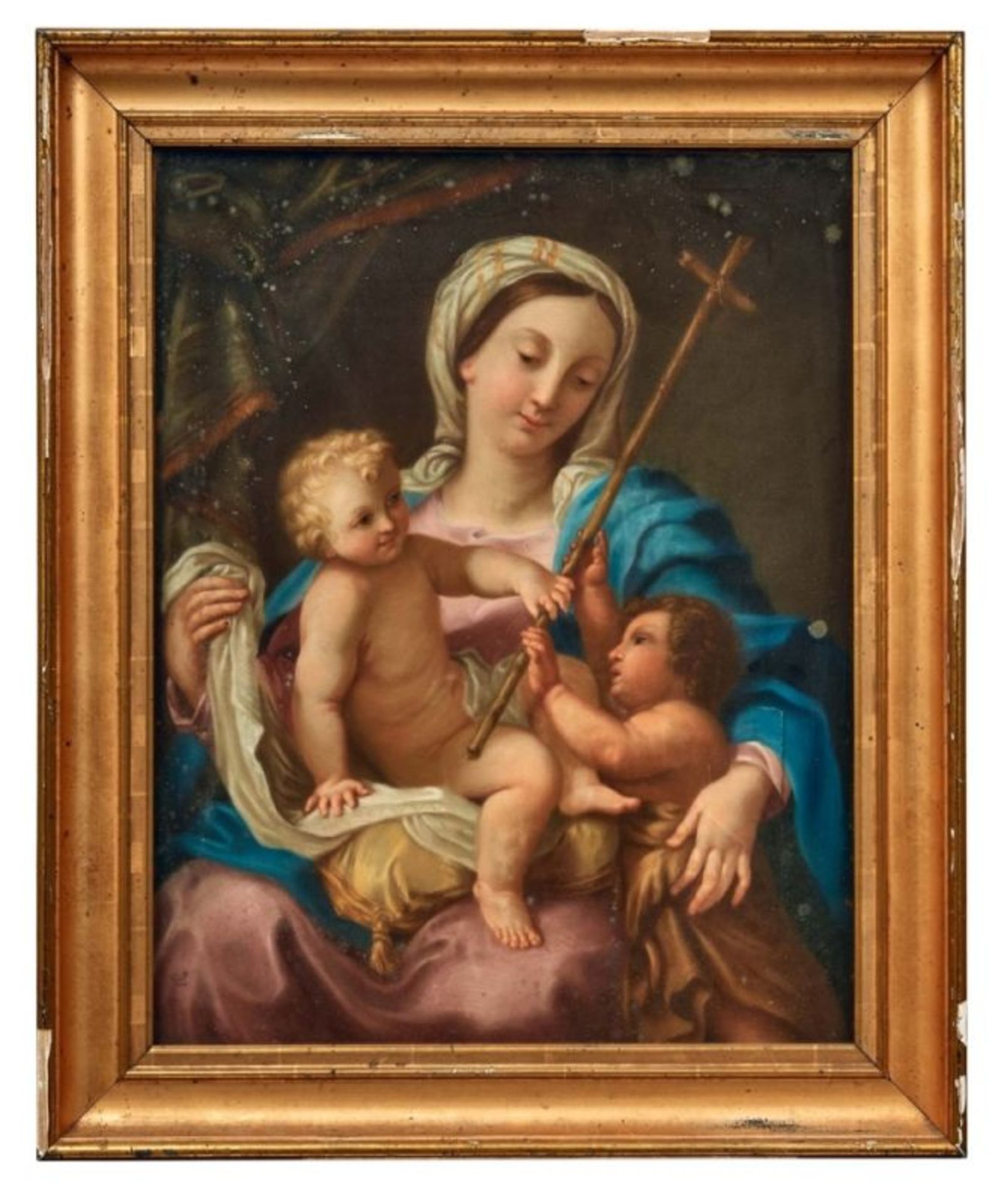 Madonna mit Kind und dem JohannesknabenItalien, um 1800Pastell. Links unten monogrammiert "E.