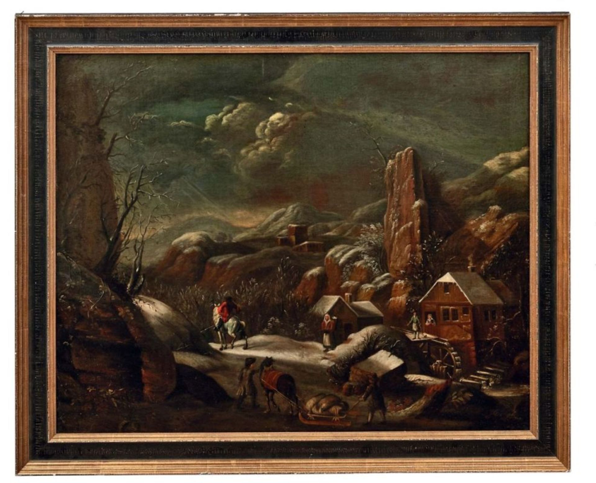 Heil, Daniel van - Umkreis desReisende in felsiger Winterlandschaft(Brüssel 1604-1664 ebd.) Öl/Lwd.,