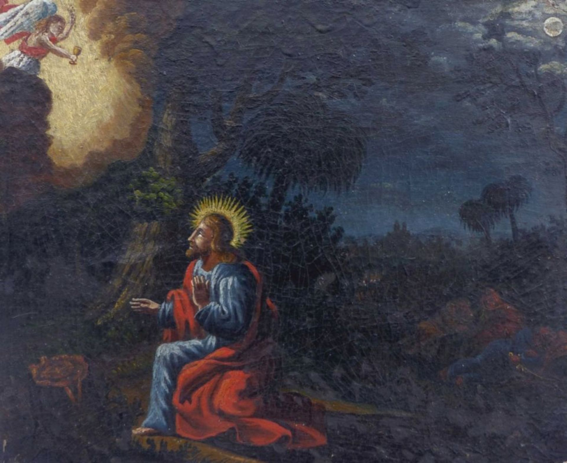 Jesus im Garten Gethsemane19. Jh.Öl/Pappe, auf Holz aufgezogen. 15,3 x 18 cm; ungerahmt. -