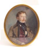 Theer, AdolfMiniaturportrait(Johannisberg 1811-1868 Wien) Ovales Halbportrait eines Herrn mit