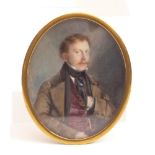 Theer, AdolfMiniaturportrait(Johannisberg 1811-1868 Wien) Ovales Halbportrait eines Herrn mit