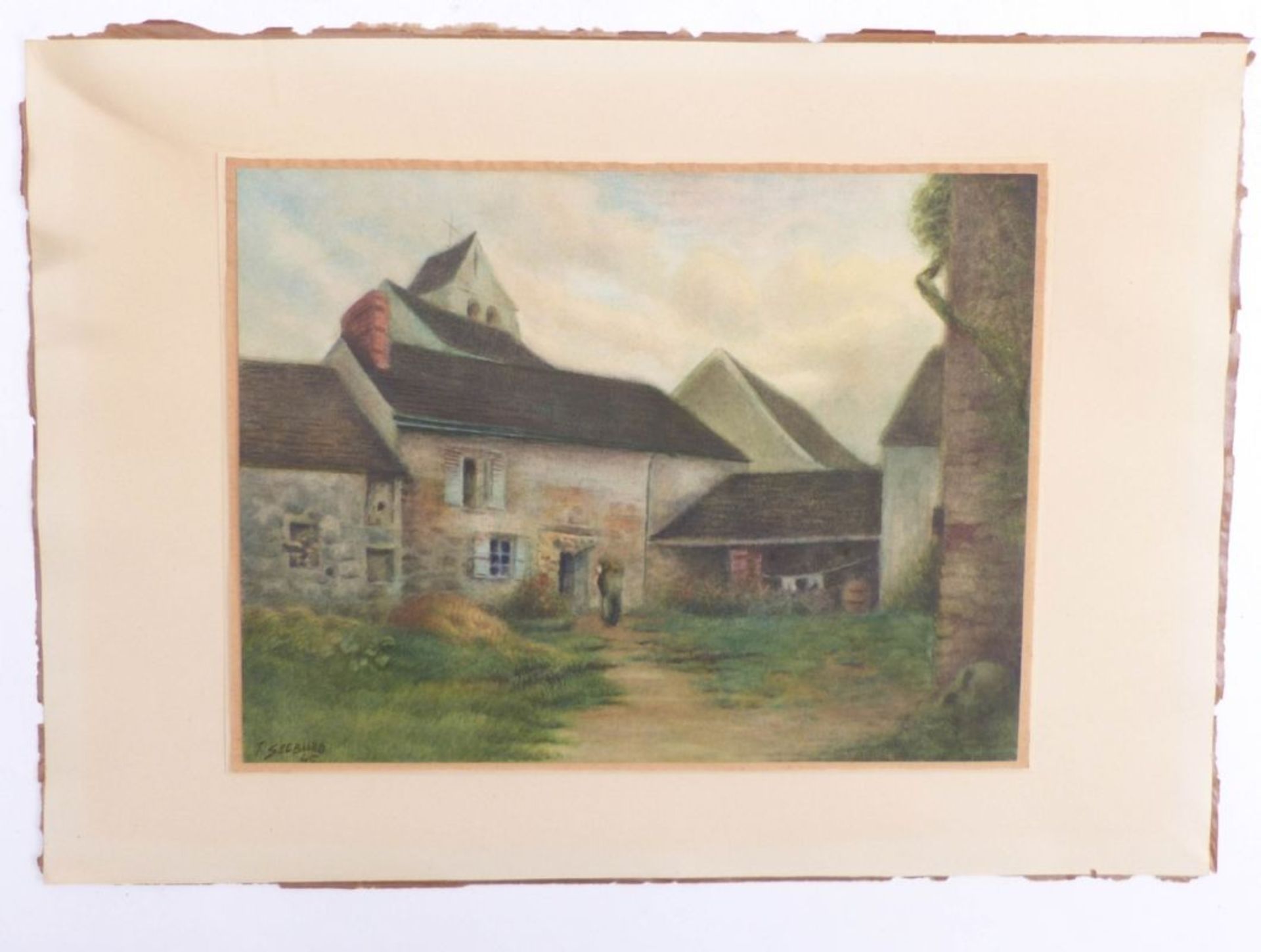 Seeburg, F.Hof eines bäuerlichen AnwesensM. 20. Jh. Aquarell/Karton, auf Karton montiert. Links - Bild 2 aus 4