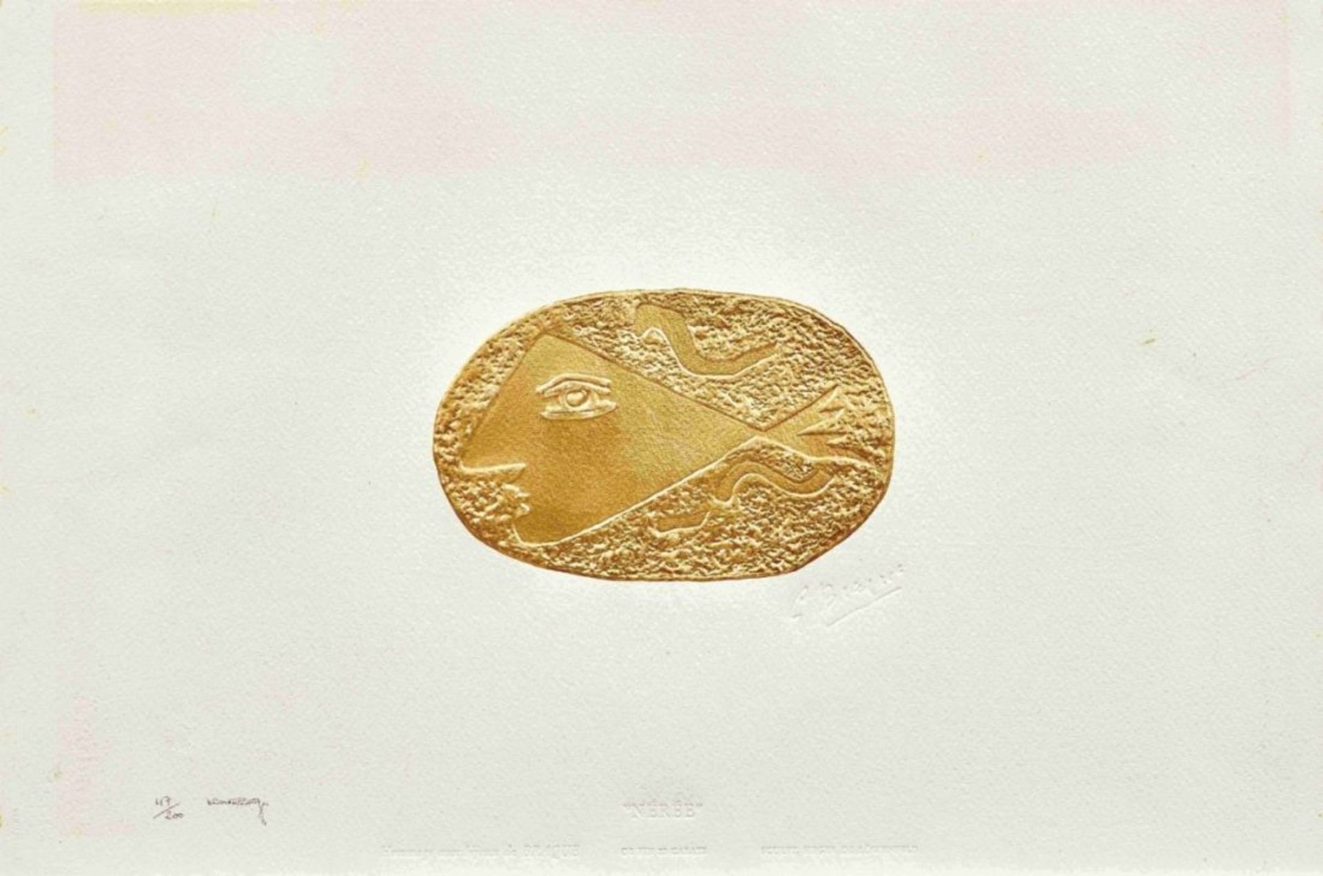 Braque, Georges"Nerée"(Argenteuil 1881-1963 Paris) Prägedruck mit 23 Karat Goldauflage auf Arches-