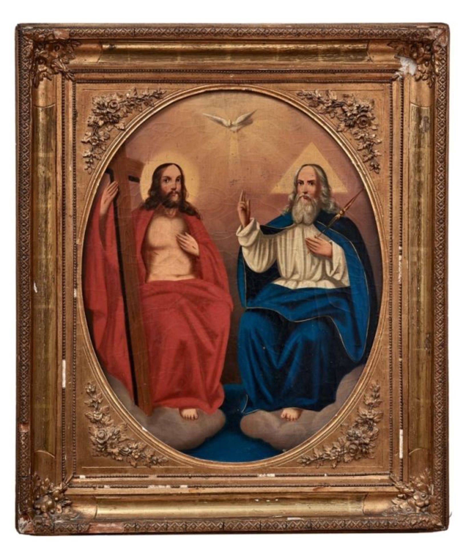 Heilige Dreifaltigkeit19. Jh.Gottvater und Christus auf Wolkensockel thronend, über ihnen der