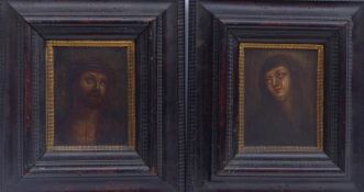 Christus als Schmerzensmann und Mater dolorosa17. Jh.Öl/Holz. Je 18,3 x 13,2 cm; im originalen