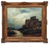 Achenbach, AndreasAnsicht von Porto Venere bei La Spezia(Kassel 1815-1910 Düsseldorf) Öl/Holz. Links