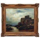 Achenbach, AndreasAnsicht von Porto Venere bei La Spezia(Kassel 1815-1910 Düsseldorf) Öl/Holz. Links