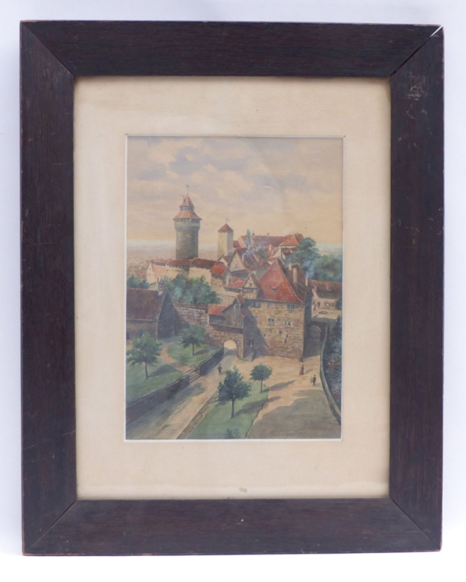 Blick auf die Burg in NürnbergA. 20. Jh.Aquarell. Rechts unten undeutl. sign. "K. Gälisch" (?) und - Bild 2 aus 4