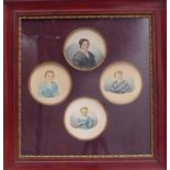 Vier Miniaturportraits einer FamilieF. Scheerer, 1852Je ein runder Bildausschnitt mit