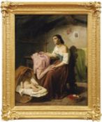 Rosaspina, AntonioMutter mit Kind in Interieur(Bologna 1830-1871) Öl/Lwd. Rechts unten sign.,