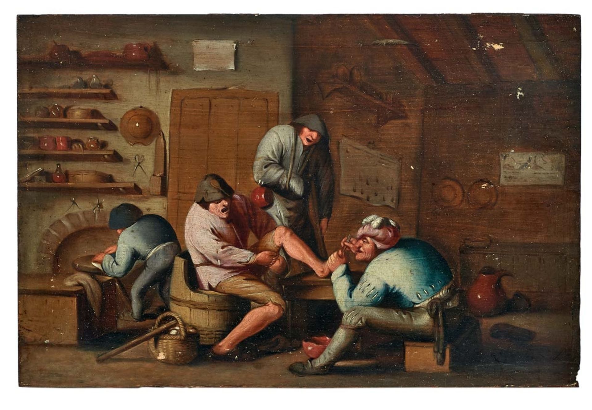 Ostade, Adriaen von - Nachfolger des 18. Jh.Das GefühlInterieur mit leidendem Bauern, der von