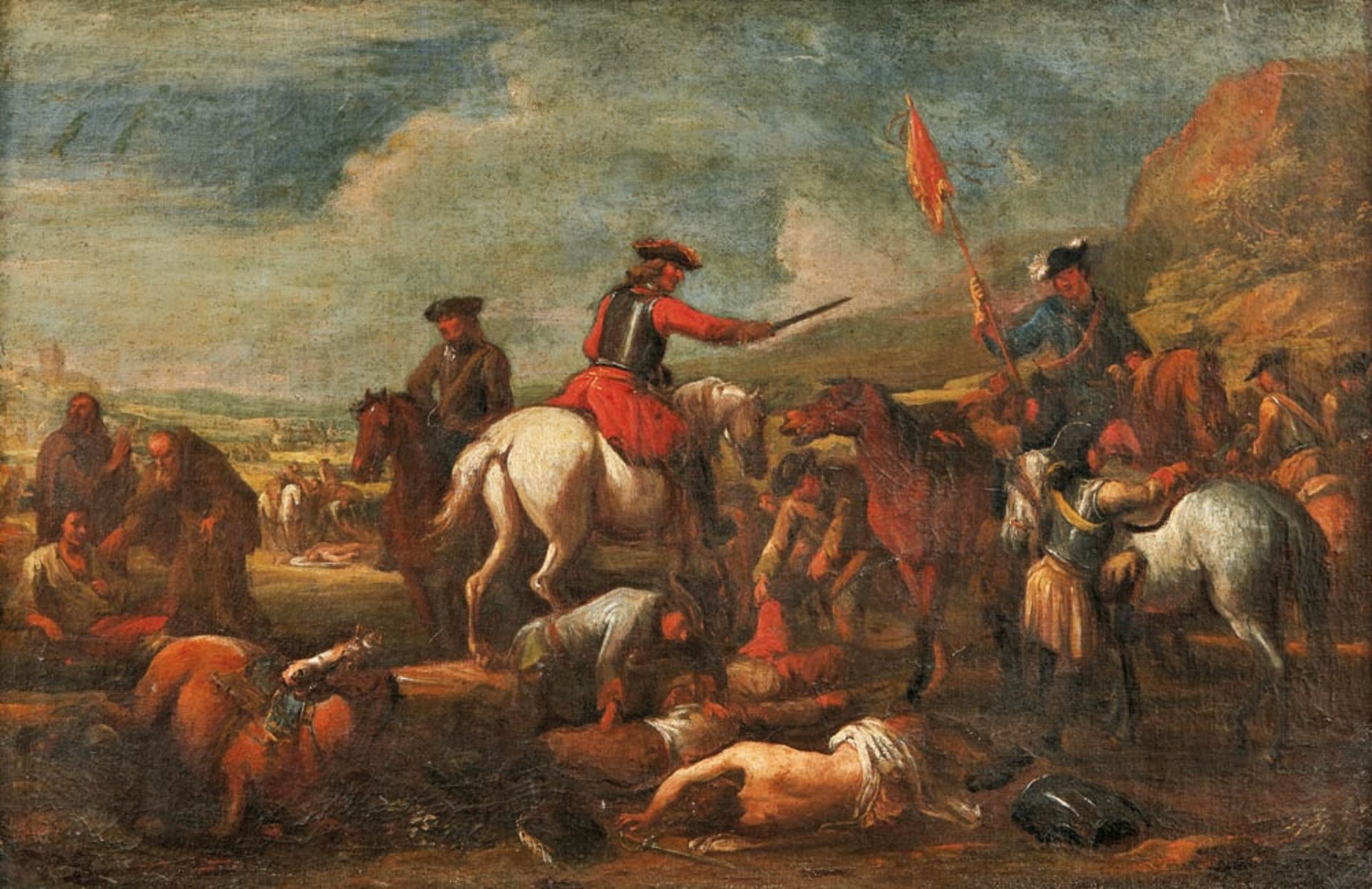 Parrocel, Joseph (Attrib.)Bataillenszene(Brignoles 1646-1704 Paris) Öl/Lwd. Rücks. von alter Hand