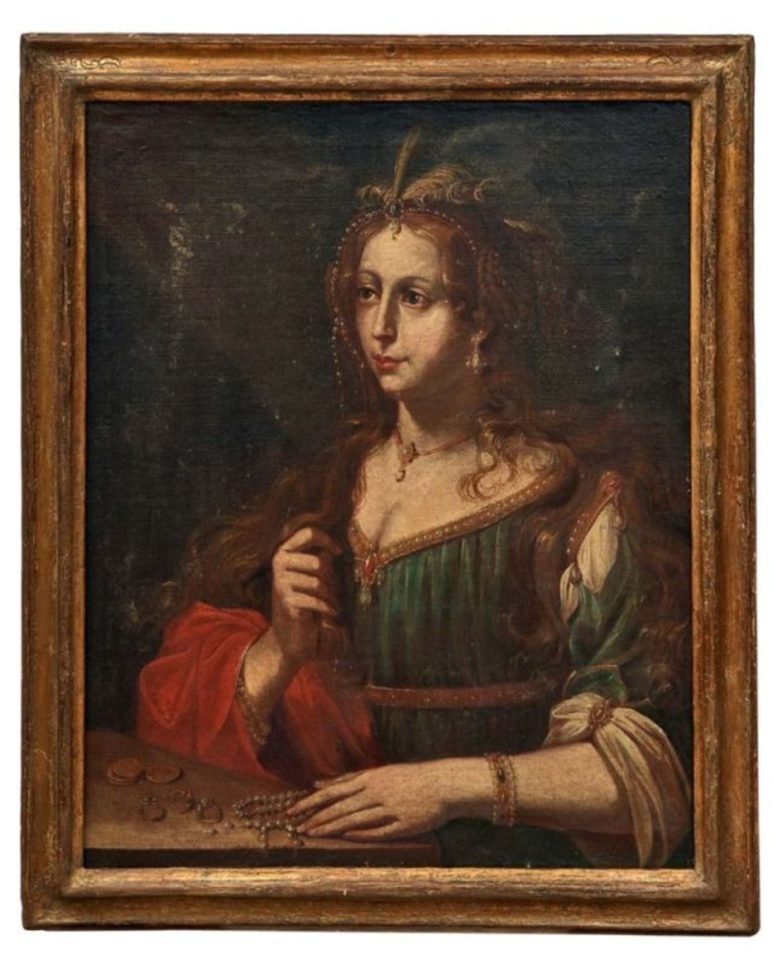 Portrait einer jungen Dame als Allegorie der Avaritia oder VanitasItalien, 17.