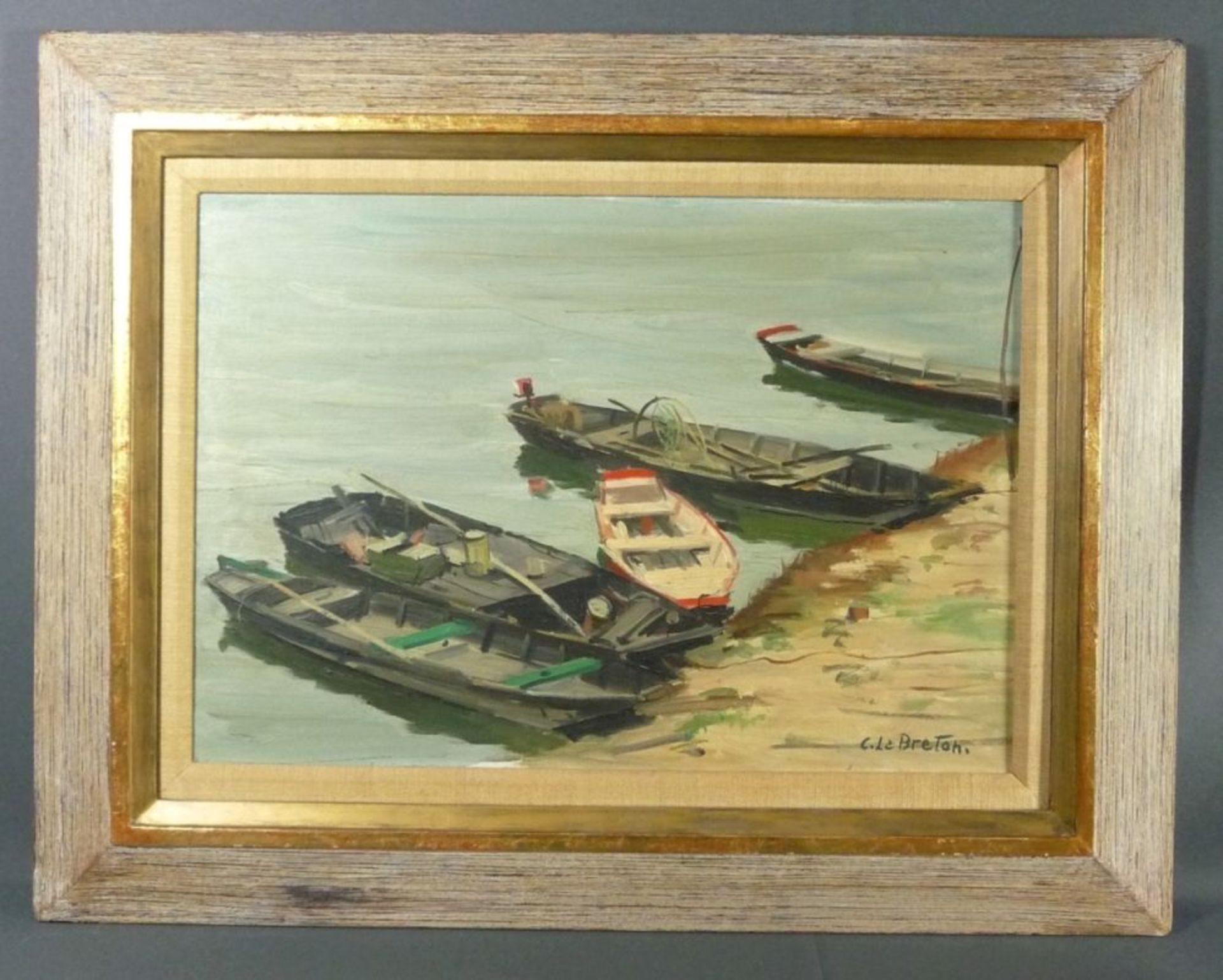 Le Breton, Constant"Barques sur la Loire"(Saint-Germain-des-Prés/Anjou 1895-1985 Paris) Ruderboote - Bild 2 aus 2