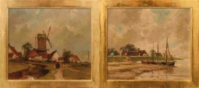 Bartels, Hans vonPendants mit holländischen Landschaften(Hamburg 1856-1913 München) Fischerboote