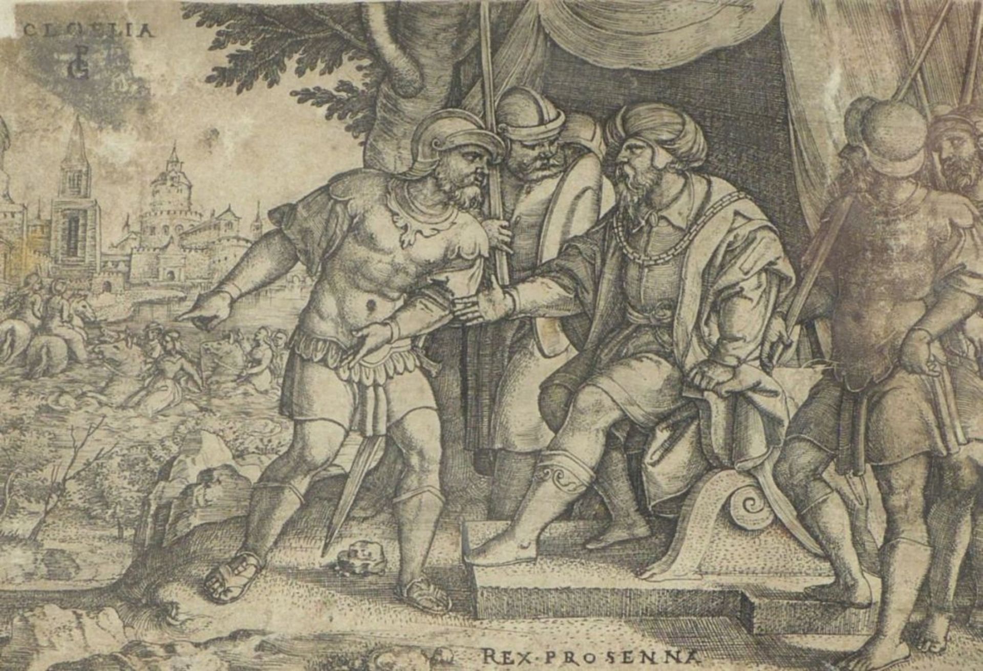 Pencz, GeorgCloelia und der Etruskerkönig Porsenna(Nürnberg um 1500-1550 Leipzig) Kupferstich, um