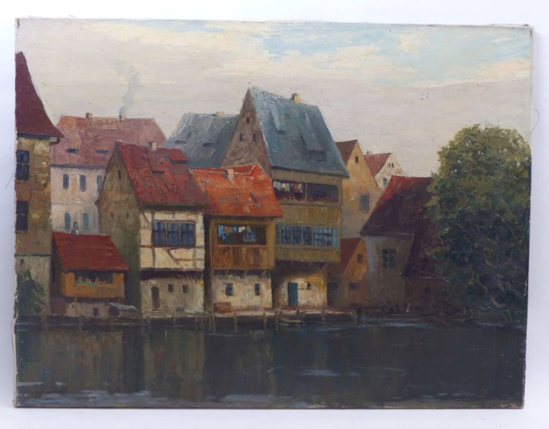 Knobloch, Josef RolfFischerhäuser in Bamberg(Böhmisch-Kamnitz 1891-1964 München) Öl/Lwd. Links unten - Bild 2 aus 2