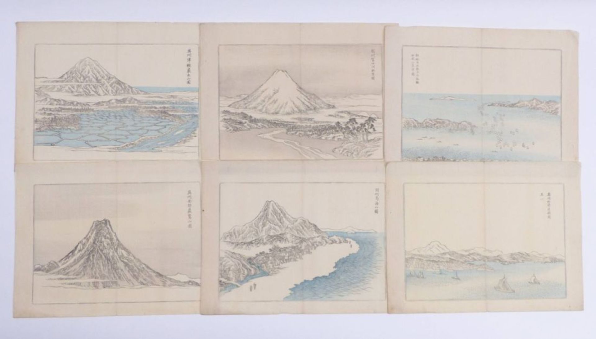 Sechs AnsichtenJapan, um 1900Ansichten des Berges Fuji und Küstenlandschaften. Holzschnitte, 2x - Bild 2 aus 5