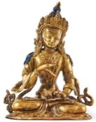 Figur des Bodhisattva VajrasattvaTibet, wohl 18./19. Jh.Im Meditationssitz (Padmasana) mit