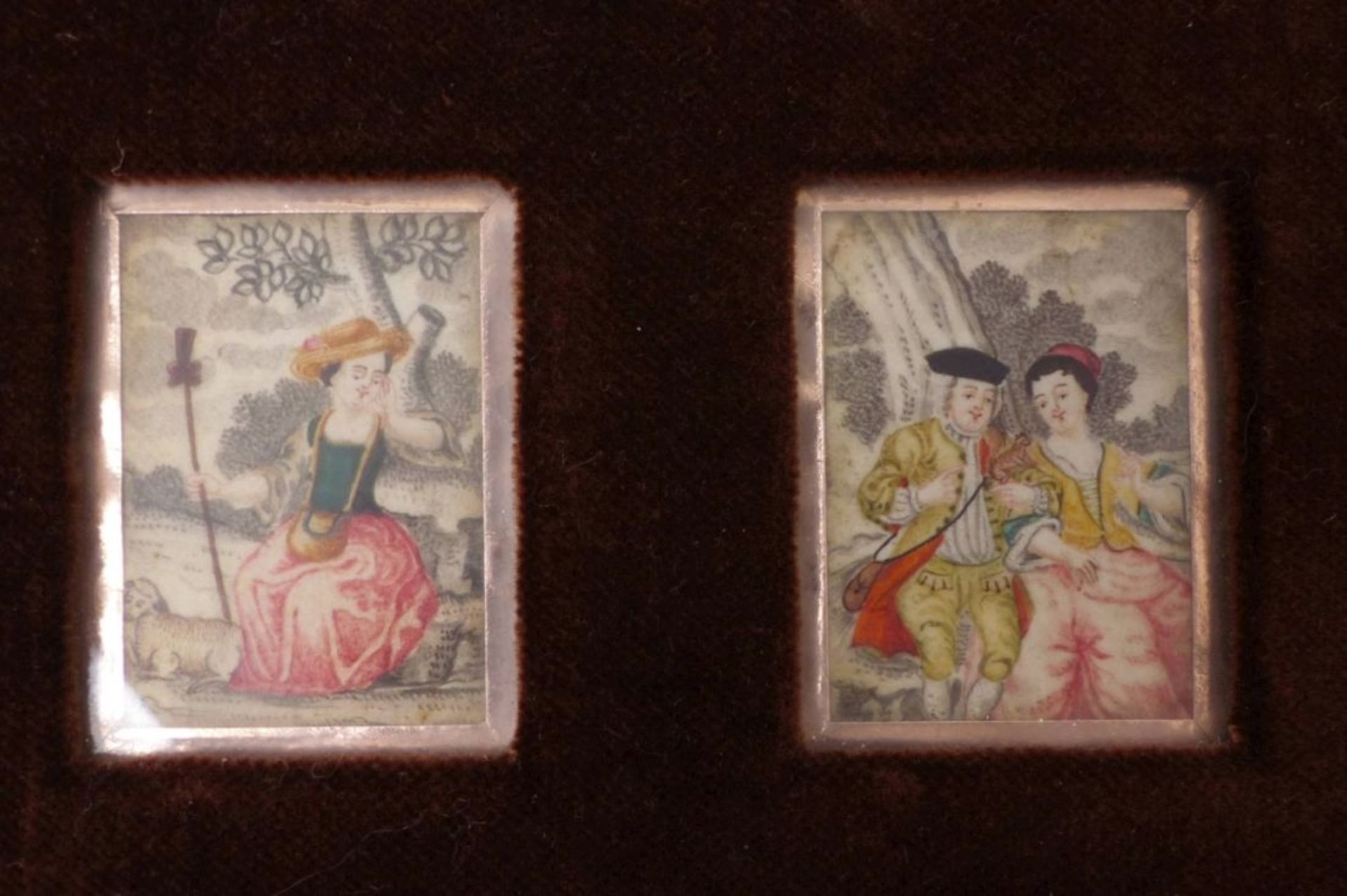 Zwei Schäferszenen en miniatureFrühes 18. Jh.Rechteckige Bildausschnitte mit Darstellung einer - Bild 2 aus 2