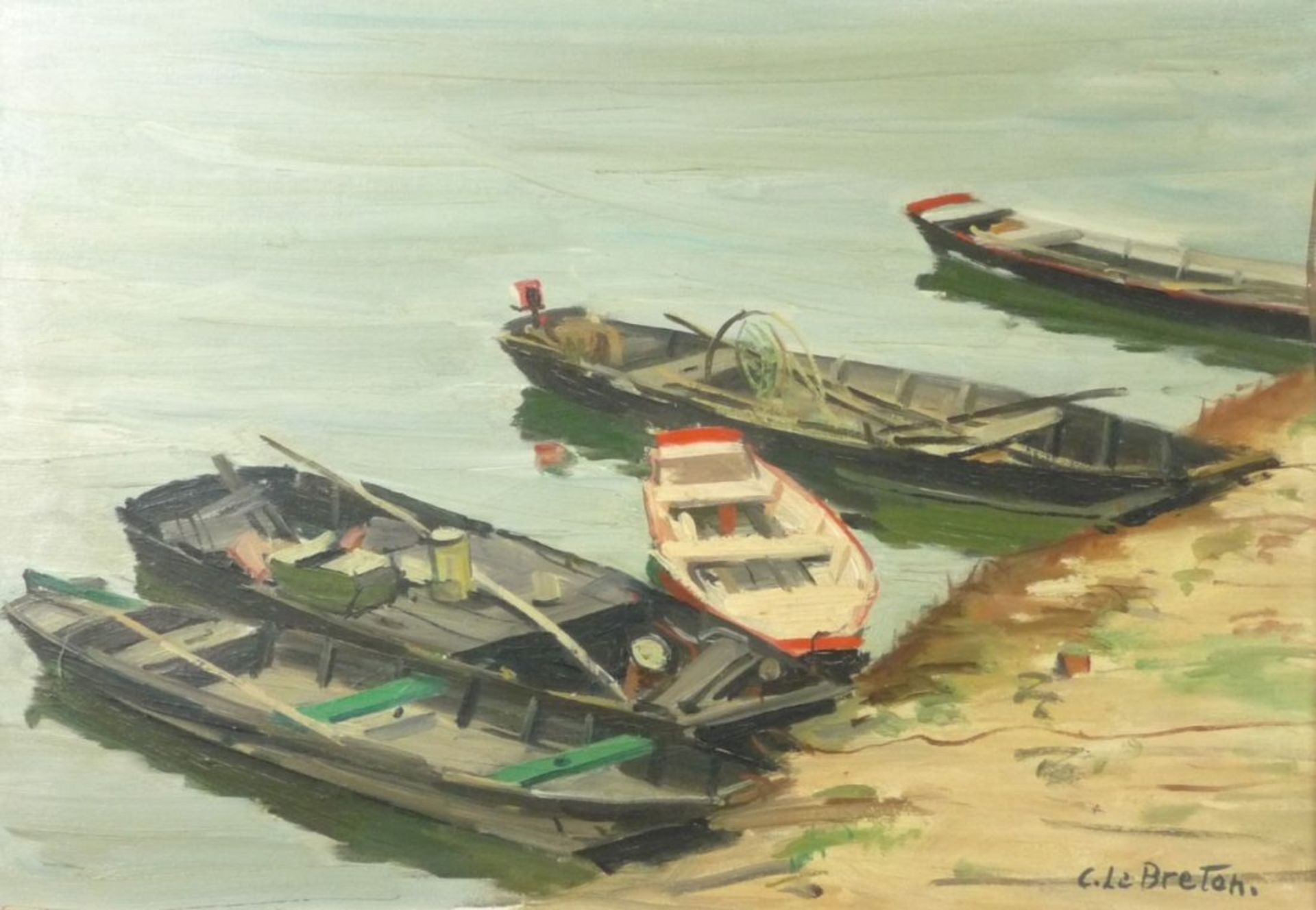 Le Breton, Constant"Barques sur la Loire"(Saint-Germain-des-Prés/Anjou 1895-1985 Paris) Ruderboote