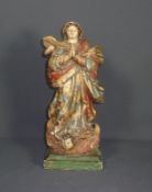 Maria Immaculata18. Jh.Auf rechteckigem Podest und Wolkensockel mit geflügeltem Engelskopf und