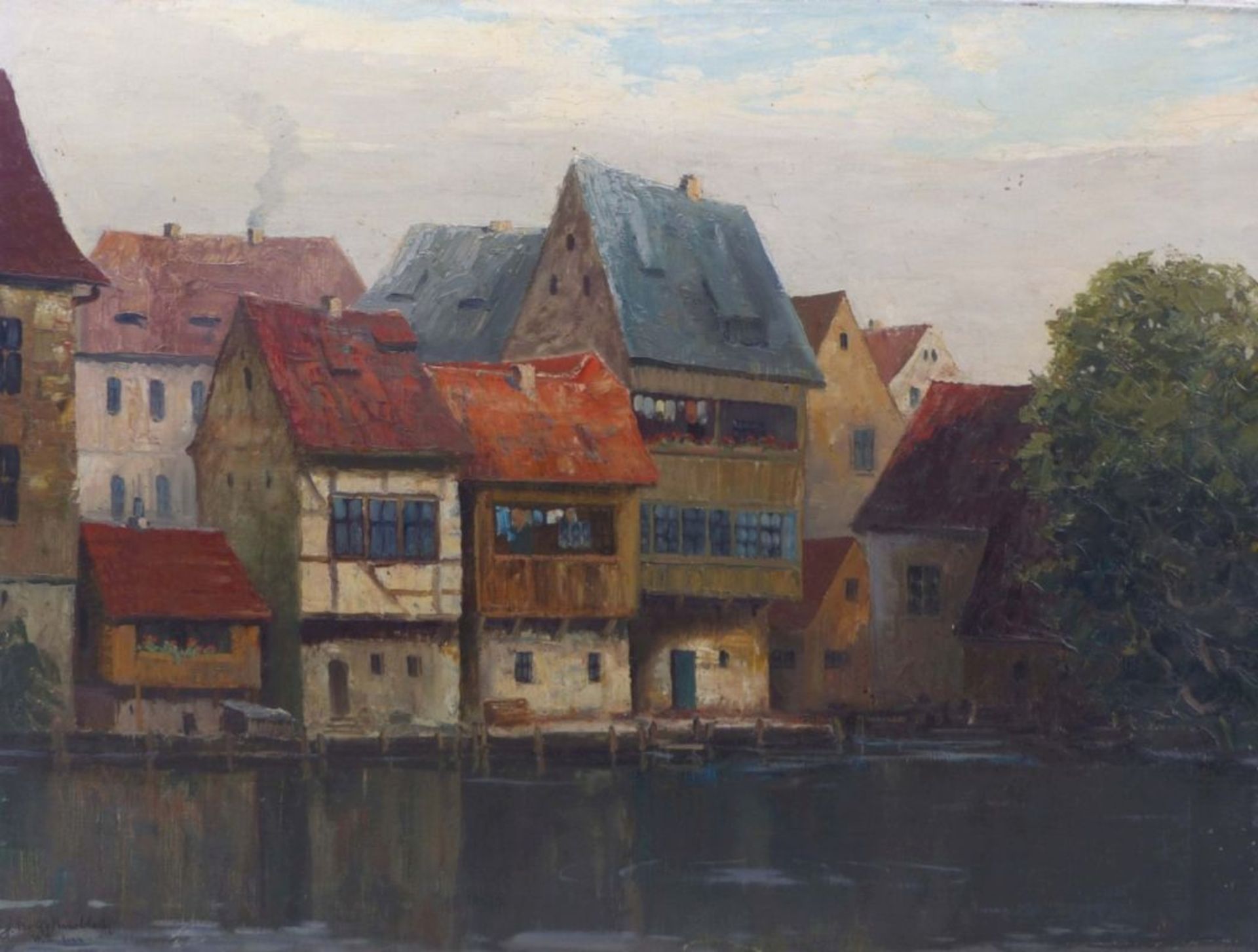 Knobloch, Josef RolfFischerhäuser in Bamberg(Böhmisch-Kamnitz 1891-1964 München) Öl/Lwd. Links unten