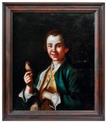Bildnis eines jungen Mannes mit Singvogel an der Leine
