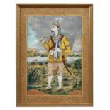 Mogulmalerei eines Rajput Prinzen in Landschaft