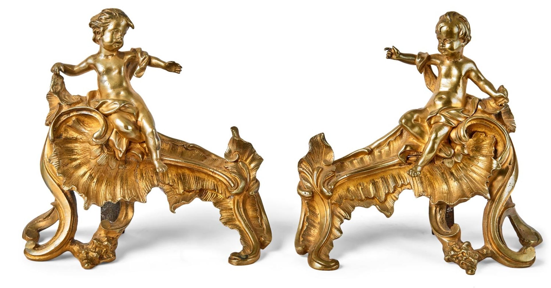 Paar figürlicher Louis-XV-Kaminböcke