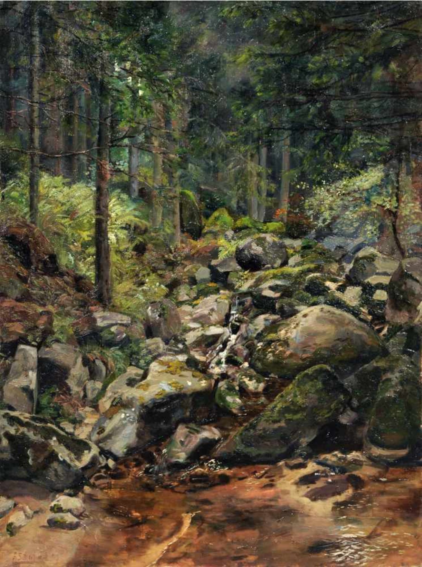 Franz August Schubert, Sächsische Waldlandschaft mit Bachlauf. 19th cent.<